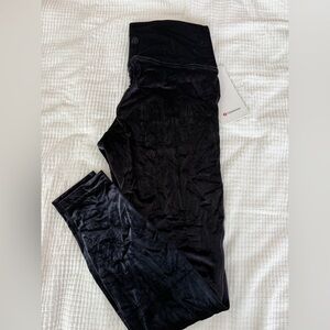 Lululemon Wunder Lounge High Rise Velour Tights Black Leggings size 12 NWT